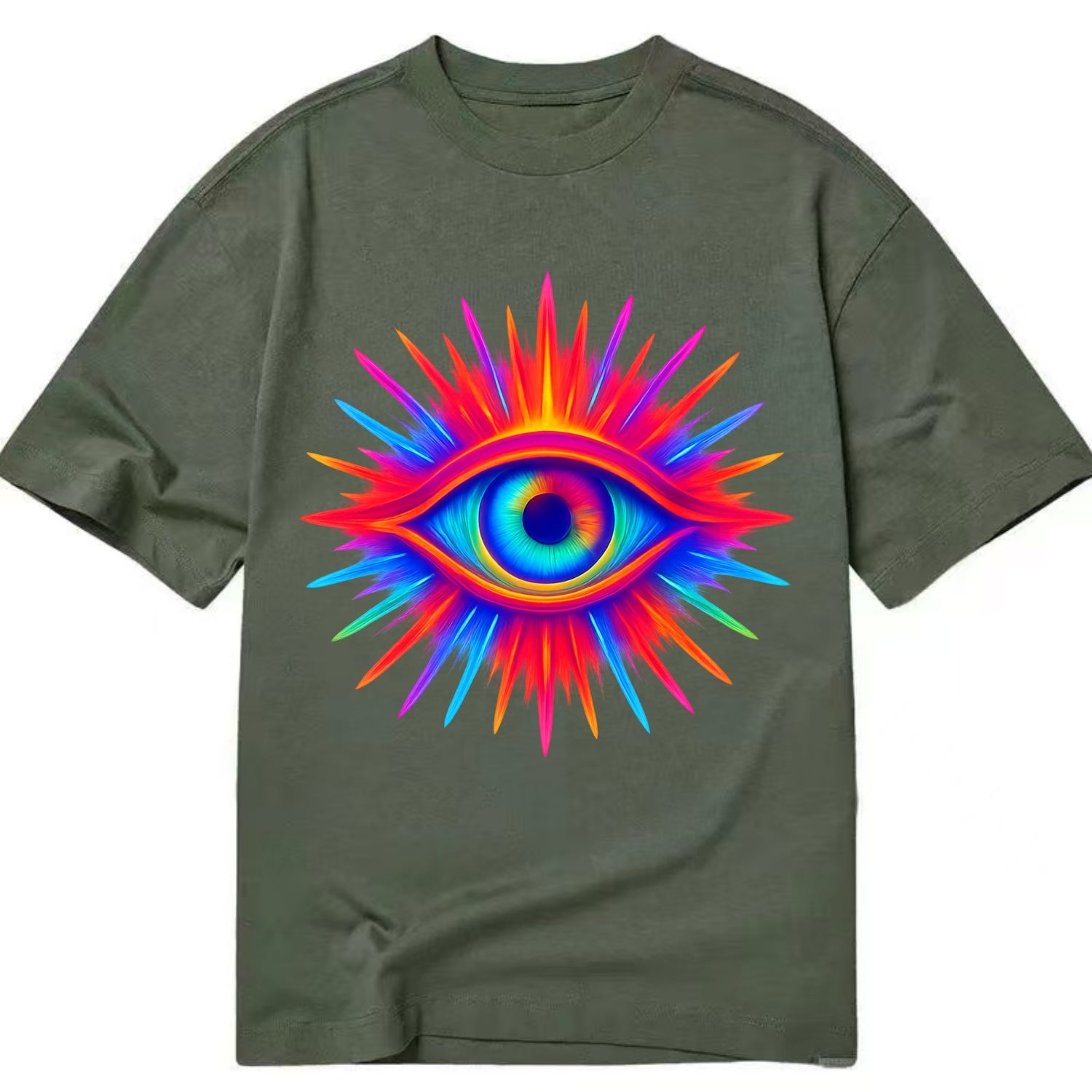Rainbow Third Eye - Prismatic eye radiat Classic T-shirt - Army Green
