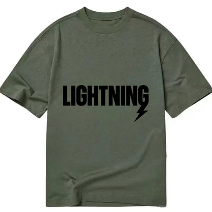 Bold typography design - "LIGHTNING" - fast, electric, striking - Classic T-shirt - Army Green