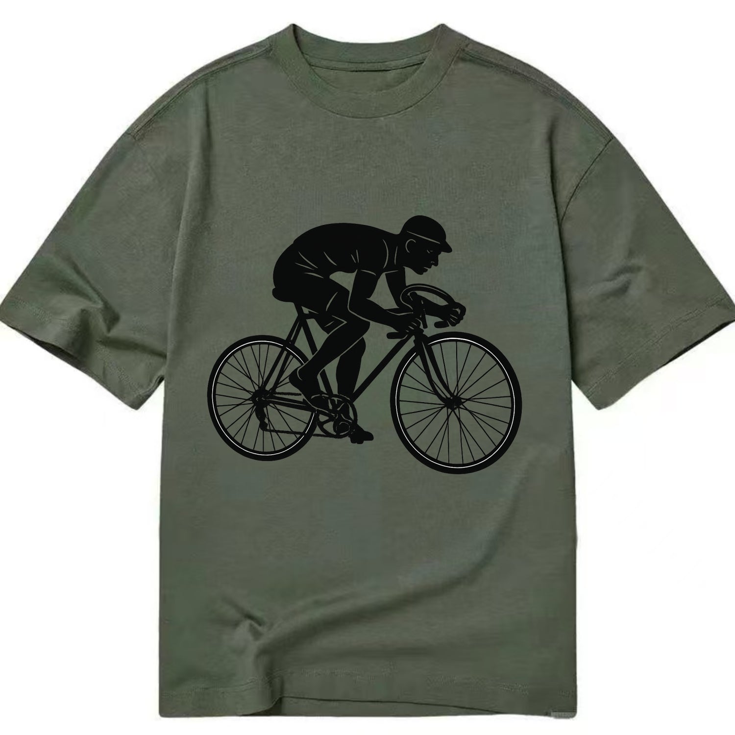 Cyclist sprinting in racing position - Classic T-shirt - Army Green