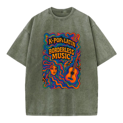 K-Pop and Latin fusion explosion - "Borderless Music" - cross-cultural sounds - Vintage T-shirt - Army Green