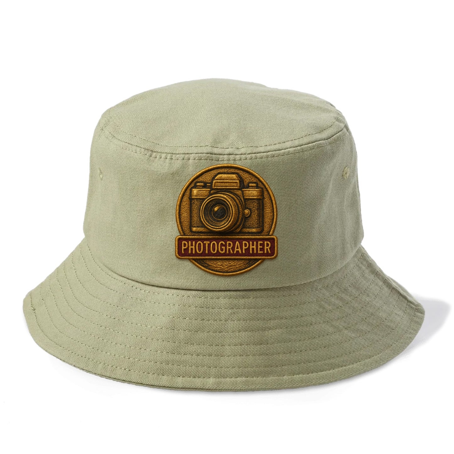 Camera with vintage lens - photographer badge - Bucket Hat - Army Green