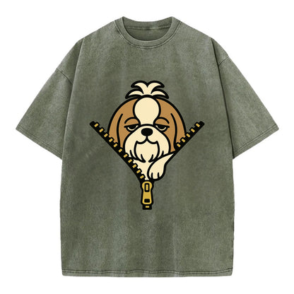 Shih Tzu - Vintage T-shirt - Army Green