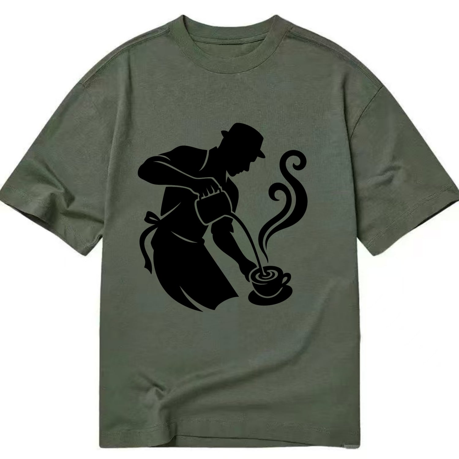 Barista creating latte art - Classic T-shirt - Army Green
