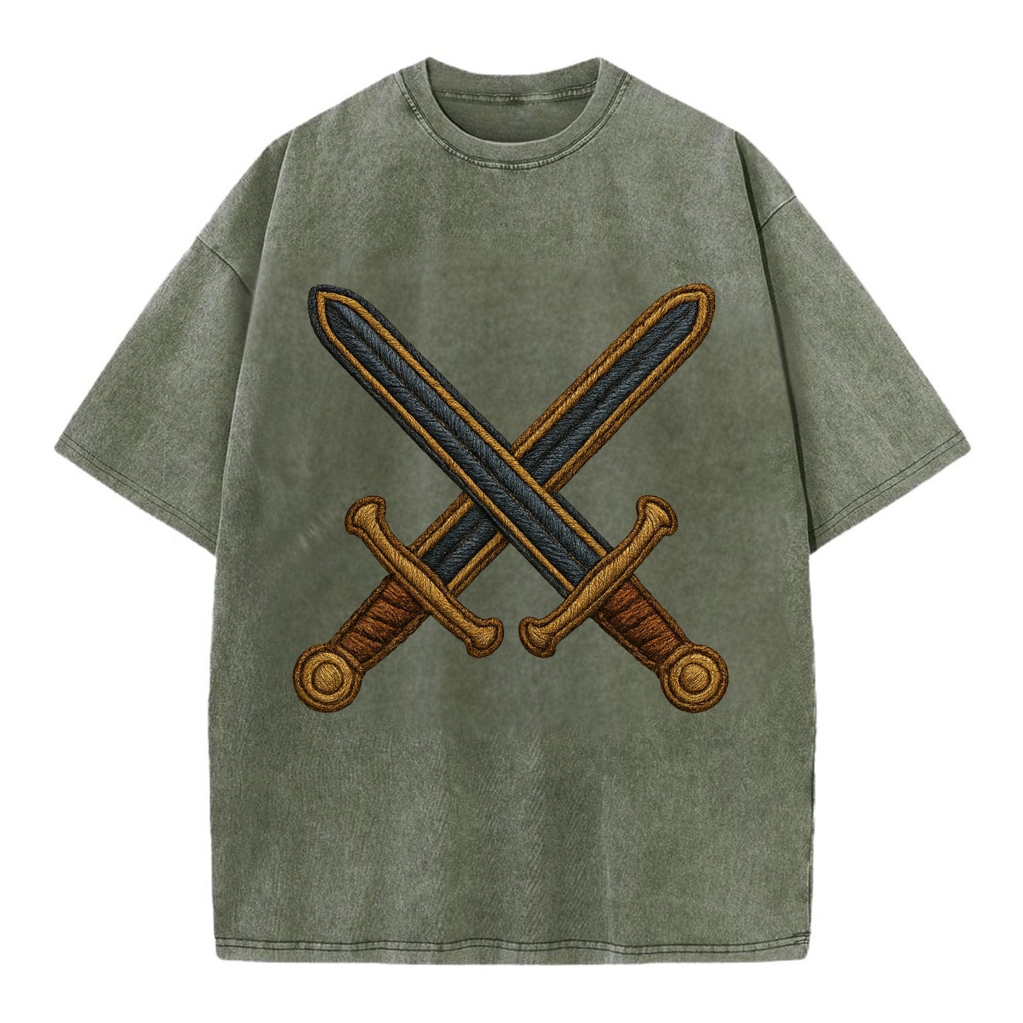 Crossed Swords  - Vintage T-shirt - Army Green