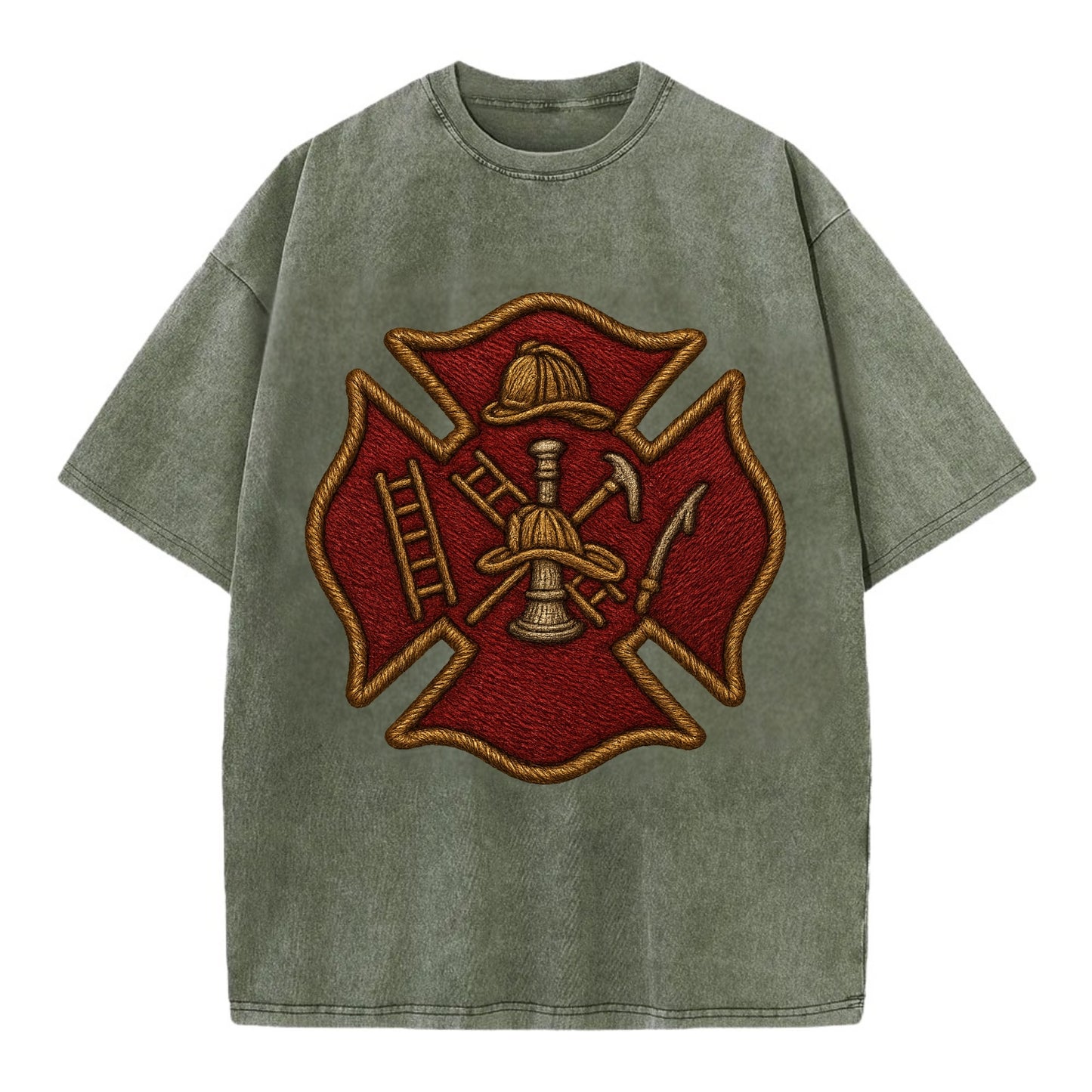 Maltese Cross  - Vintage T-shirt - Army Green