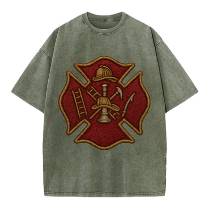 Maltese Cross  - Vintage T-shirt - Army Green