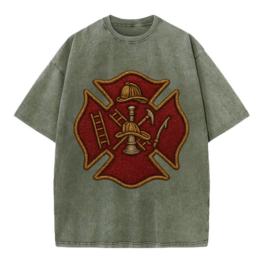 Maltese Cross  - Vintage T-shirt - Army Green
