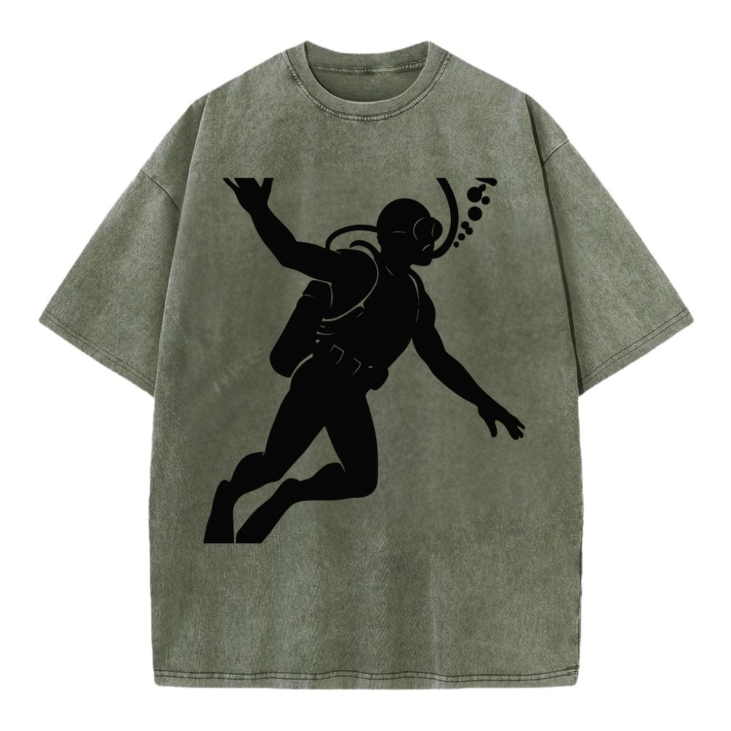Scuba diver descending with gear - Vintage T-shirt - Army Green
