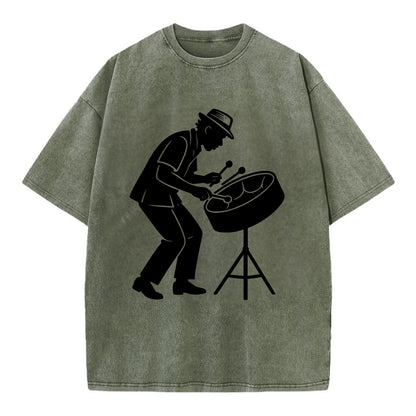 Steel drum player Caribbean rhythm - Vintage T-shirt - Army Green