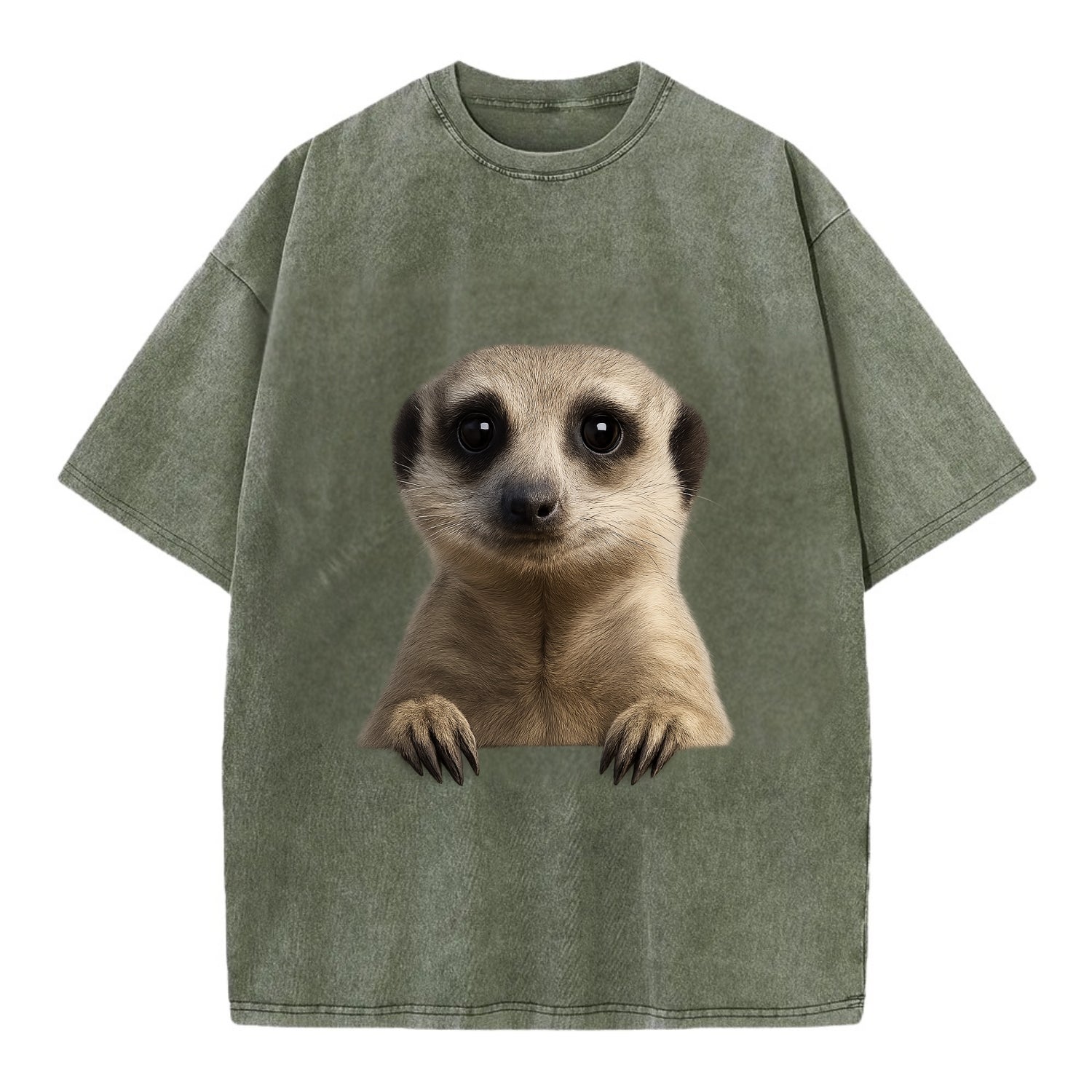 Meerkat  - Vintage T-shirt - Army Green