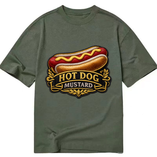 HOT DOG MUSTARD - classic hot dog in tan yellow red , ballpark food - Classic T-shirt - Army Green