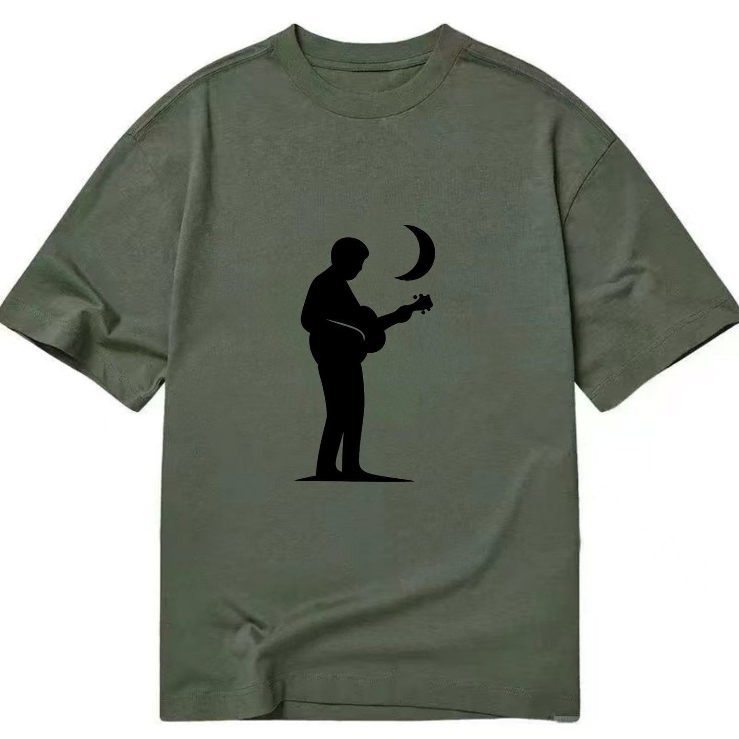 Guitarist playing acoustic under moonlight - Classic T-shirt - Army Green