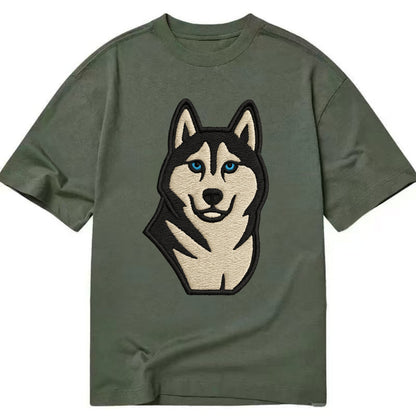 Husky - Blue eyes close-up portrait - Cl Classic T-shirt - Army Green