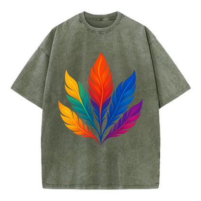 Phoenix Feathers - Each feather a differ - Vintage T-shirt - Army Green
