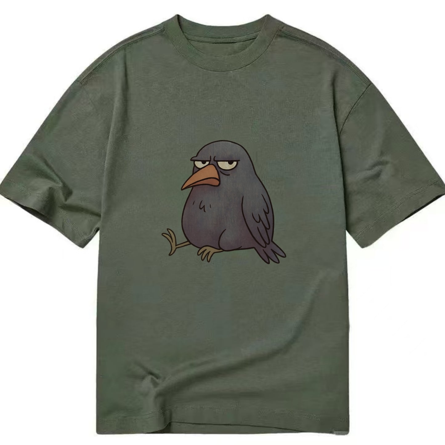THE CROW JUDGES SILENTLY | Black crow with disapproving look - Classic T-shirt - Army Green