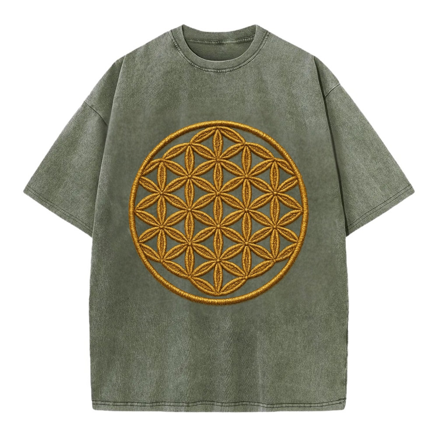 Flower of Life  - Vintage T-shirt - Army Green