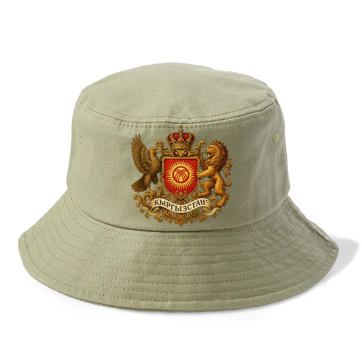 Kyrgyzstan Tunduk Emblem  - Bucket Hat - Army Green