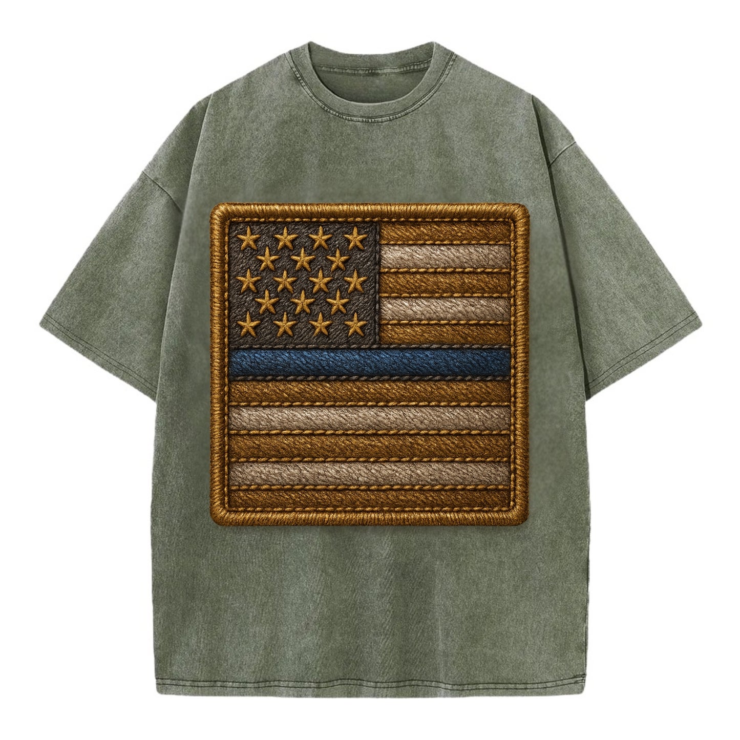 Thin Blue Line  - Vintage T-shirt - Army Green