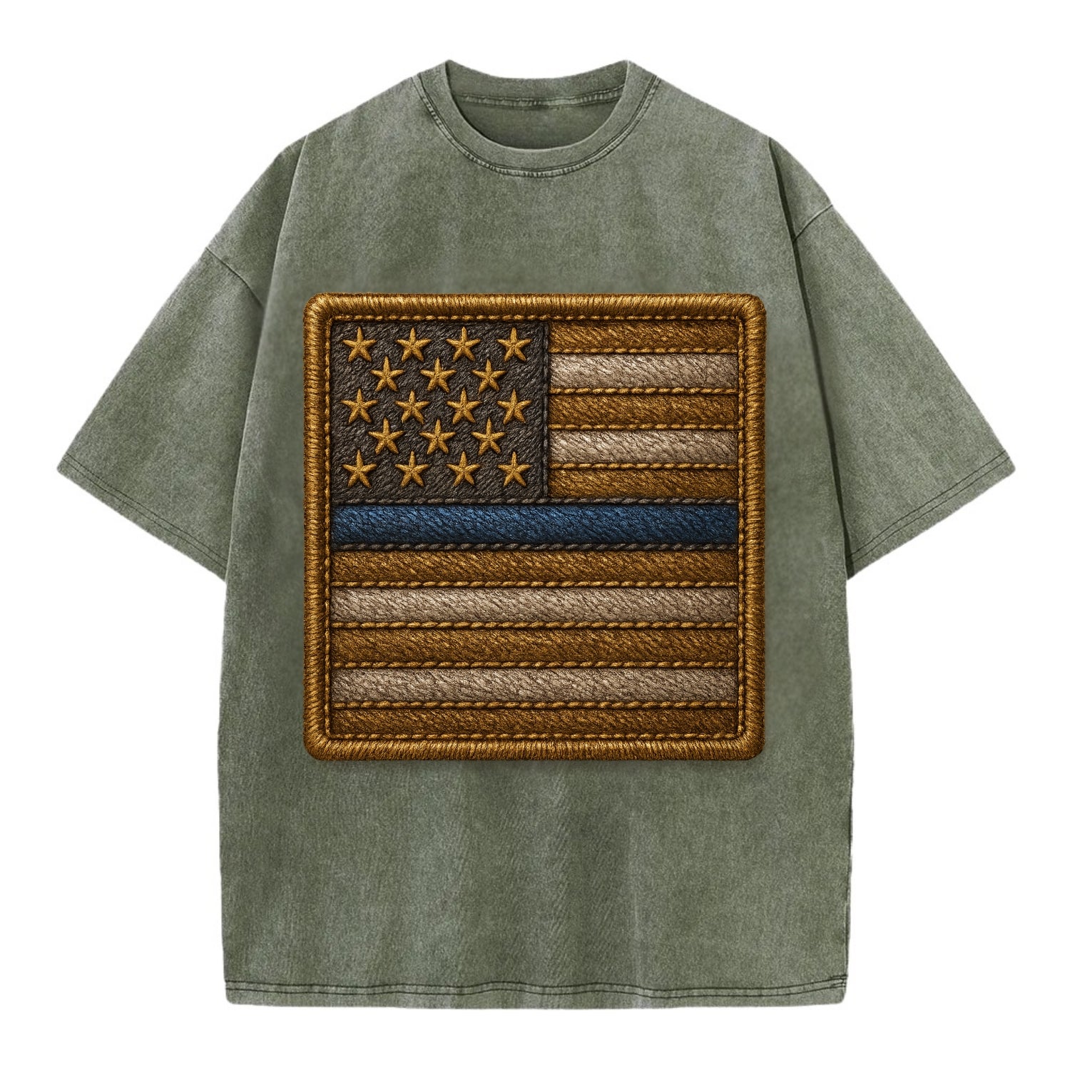 Thin Blue Line  - Vintage T-shirt - Army Green