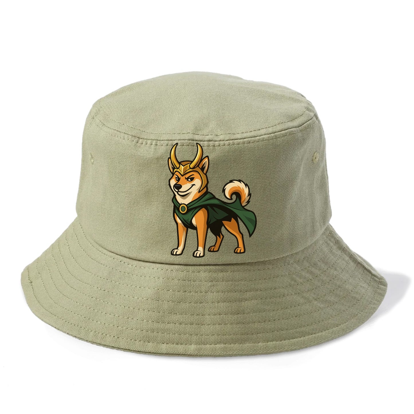 Shiba Inu Loki  - Bucket Hat - Army Green