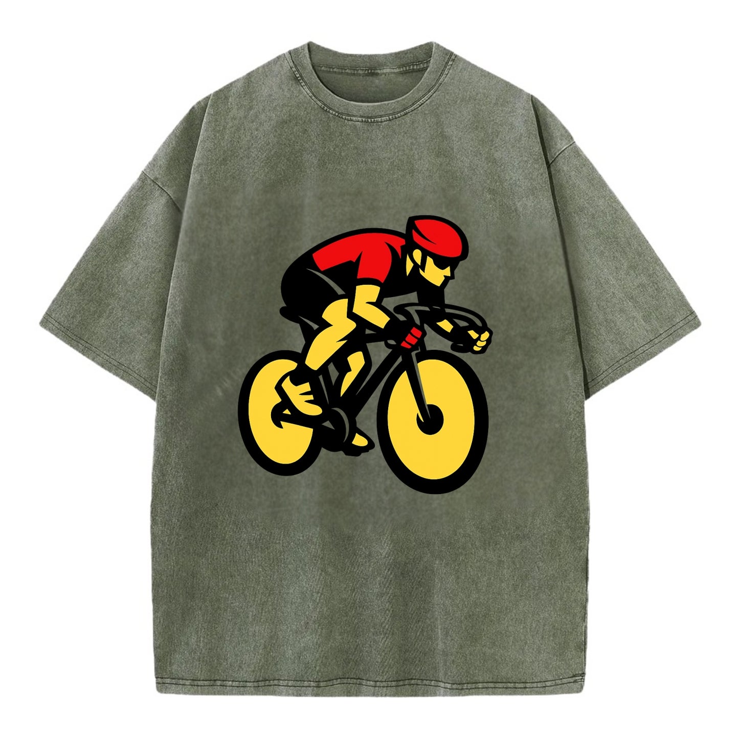 Speed Demon Cyclist - Vintage T-shirt - Army Green
