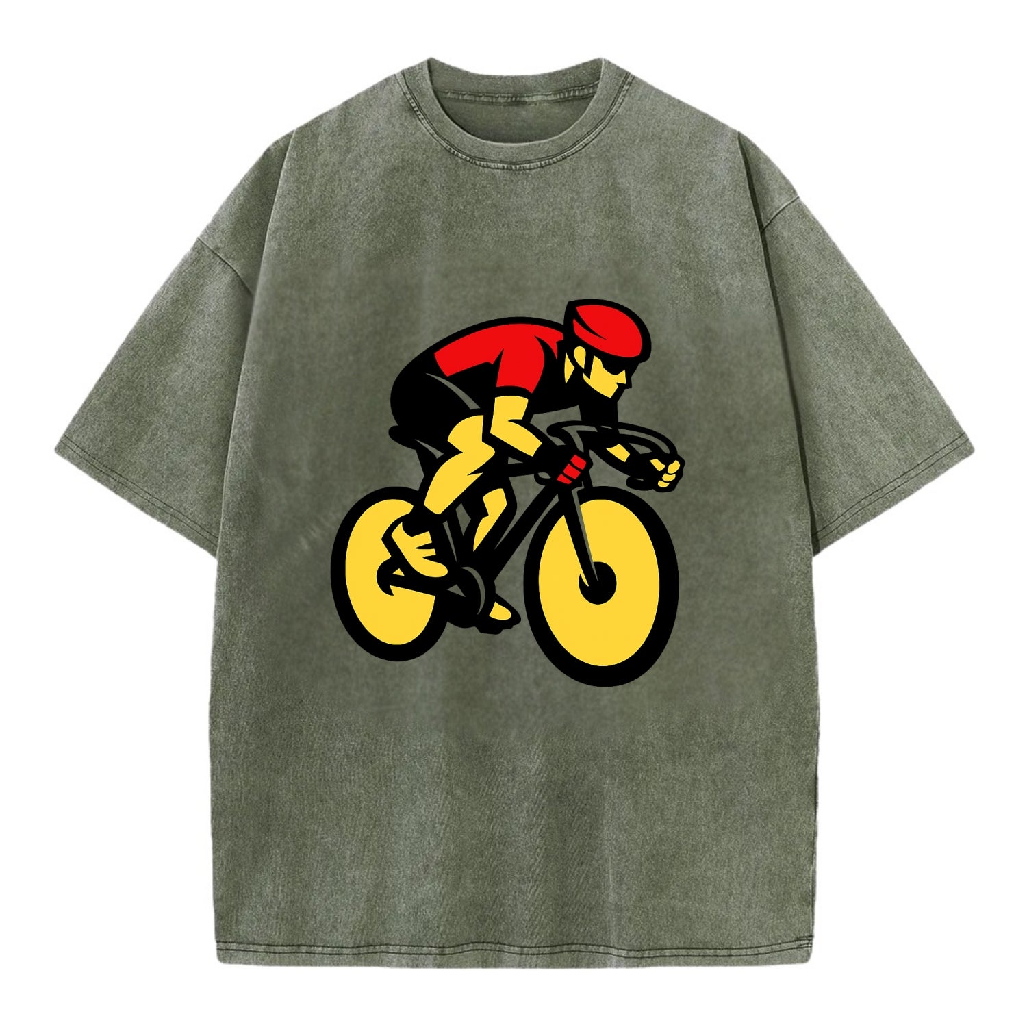 Speed Demon Cyclist - Vintage T-shirt - Army Green