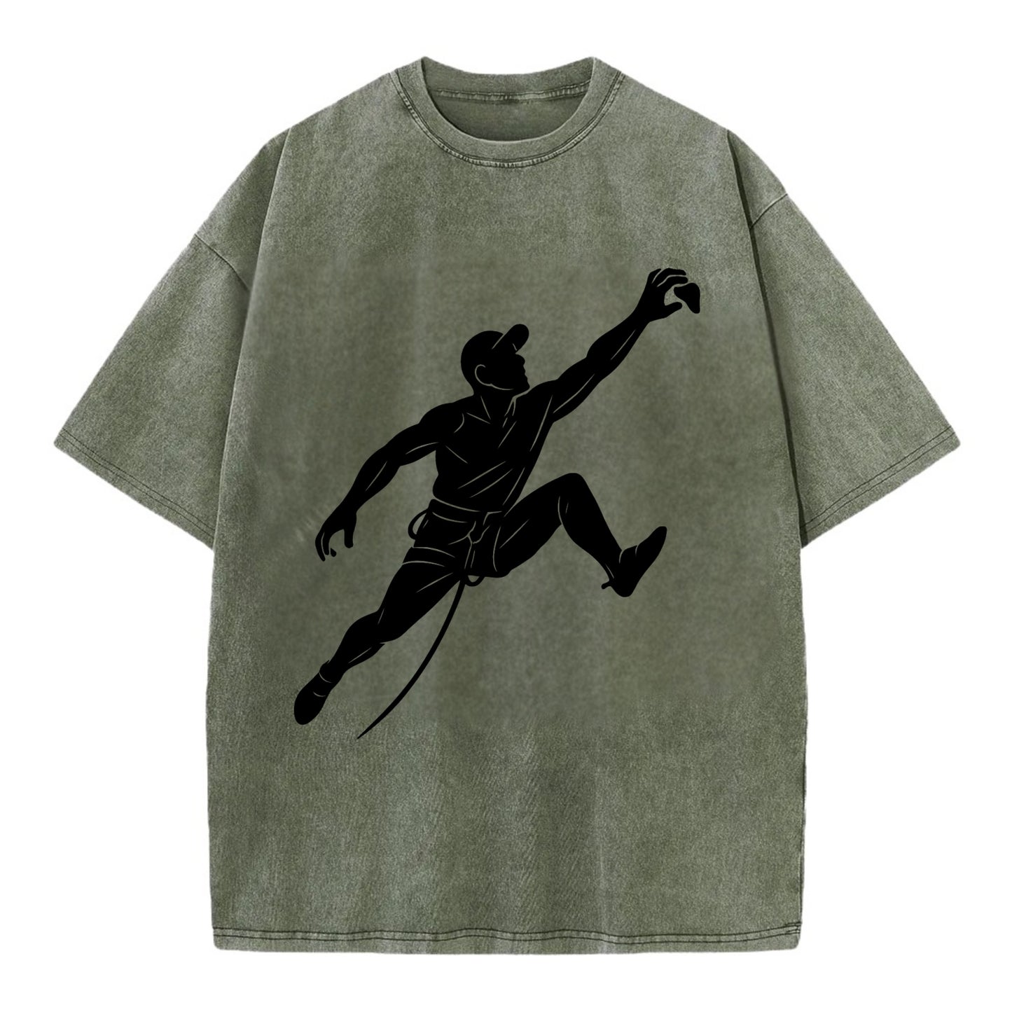 Rock wall climber reaching hold - Vintage T-shirt - Army Green