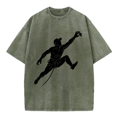 Rock wall climber reaching hold - Vintage T-shirt - Army Green