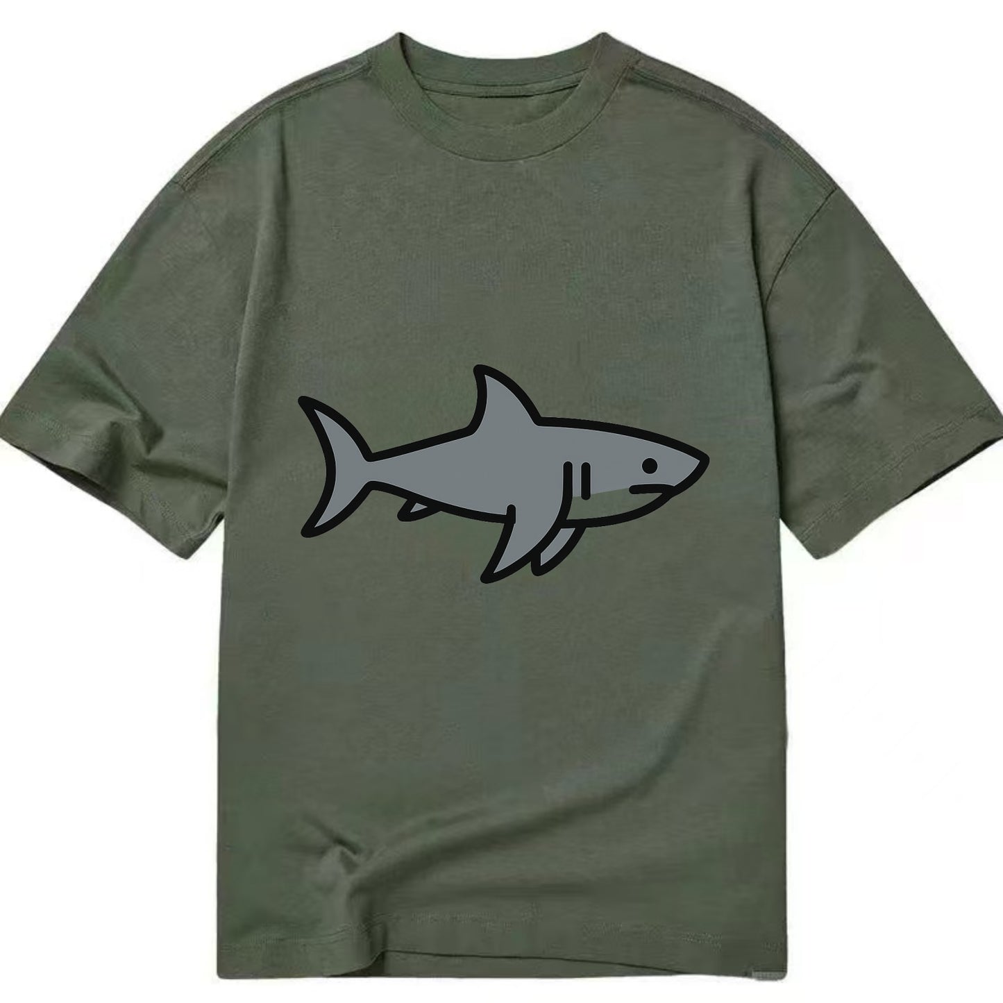 Great White Shark - Gray predator flat side profile - Classic T-shirt - Army Green
