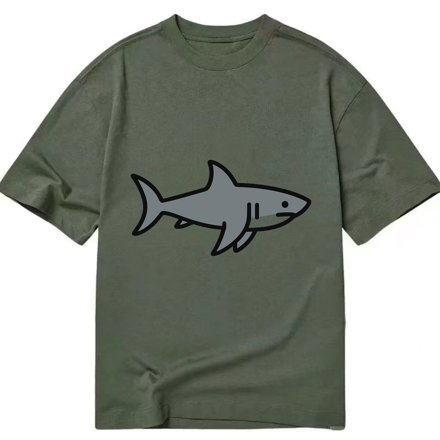 Great White Shark - Gray predator flat side profile - Classic T-shirt - Army Green