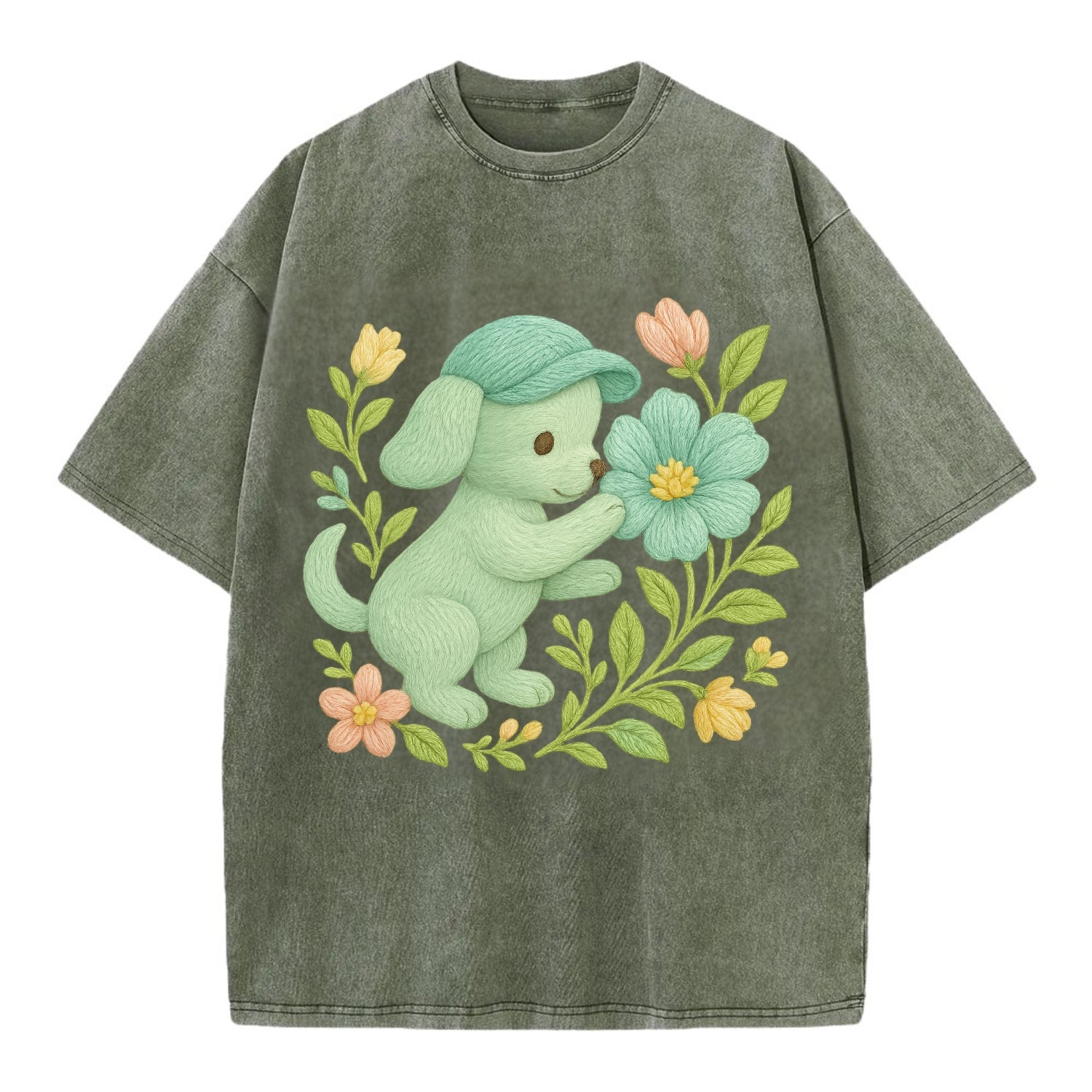 Mint Puppy - Vintage T-shirt - Army Green