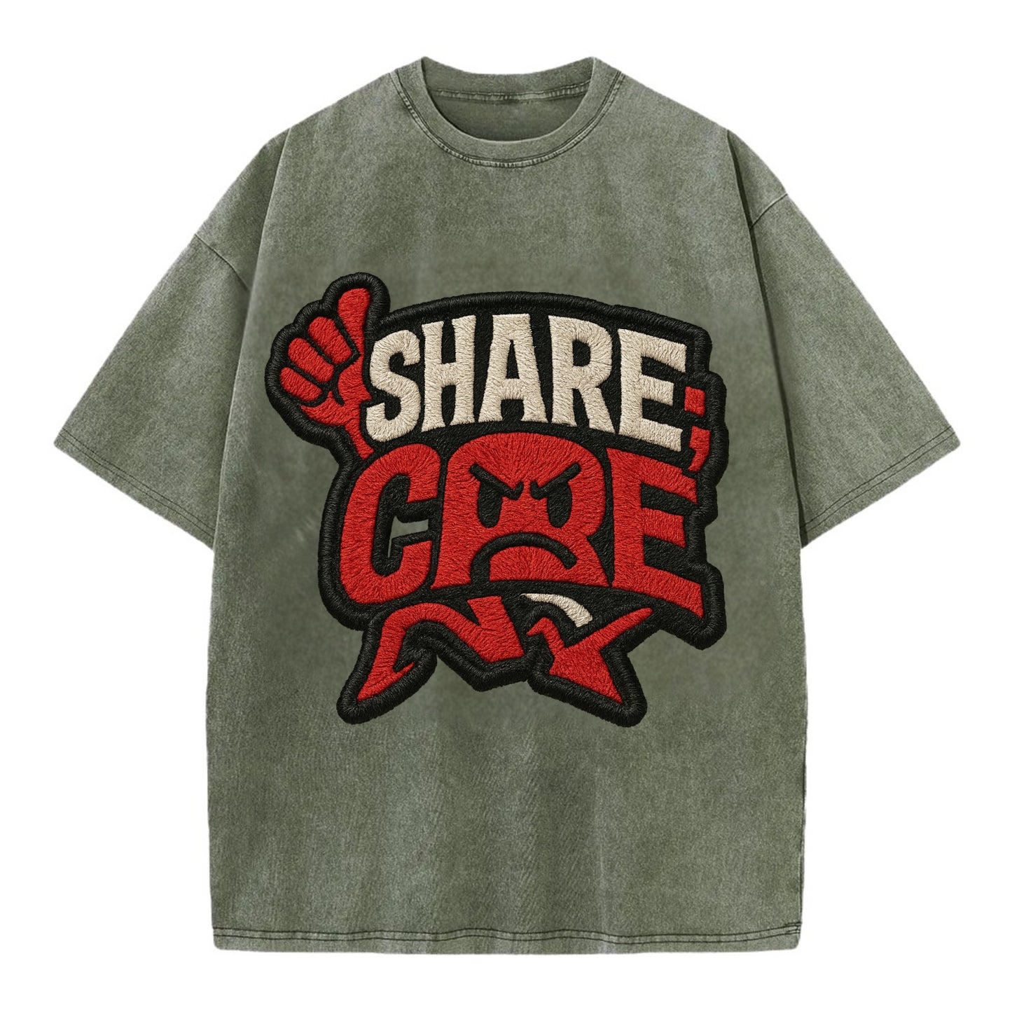 SHARE;CARE TOO MUCH Oversharer Green Hat - Vintage T-shirt - Army Green