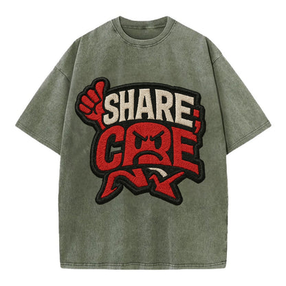 SHARE;CARE TOO MUCH Oversharer Green Hat - Vintage T-shirt - Army Green