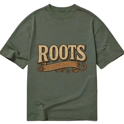 Bold typography design - "ROOTS" - where you come from, heritage - Classic T-shirt - Army Green