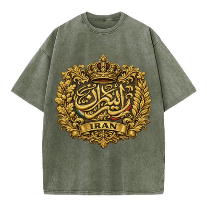 Iran Persian Calligraphy Crest - Vintage T-shirt - Army Green
