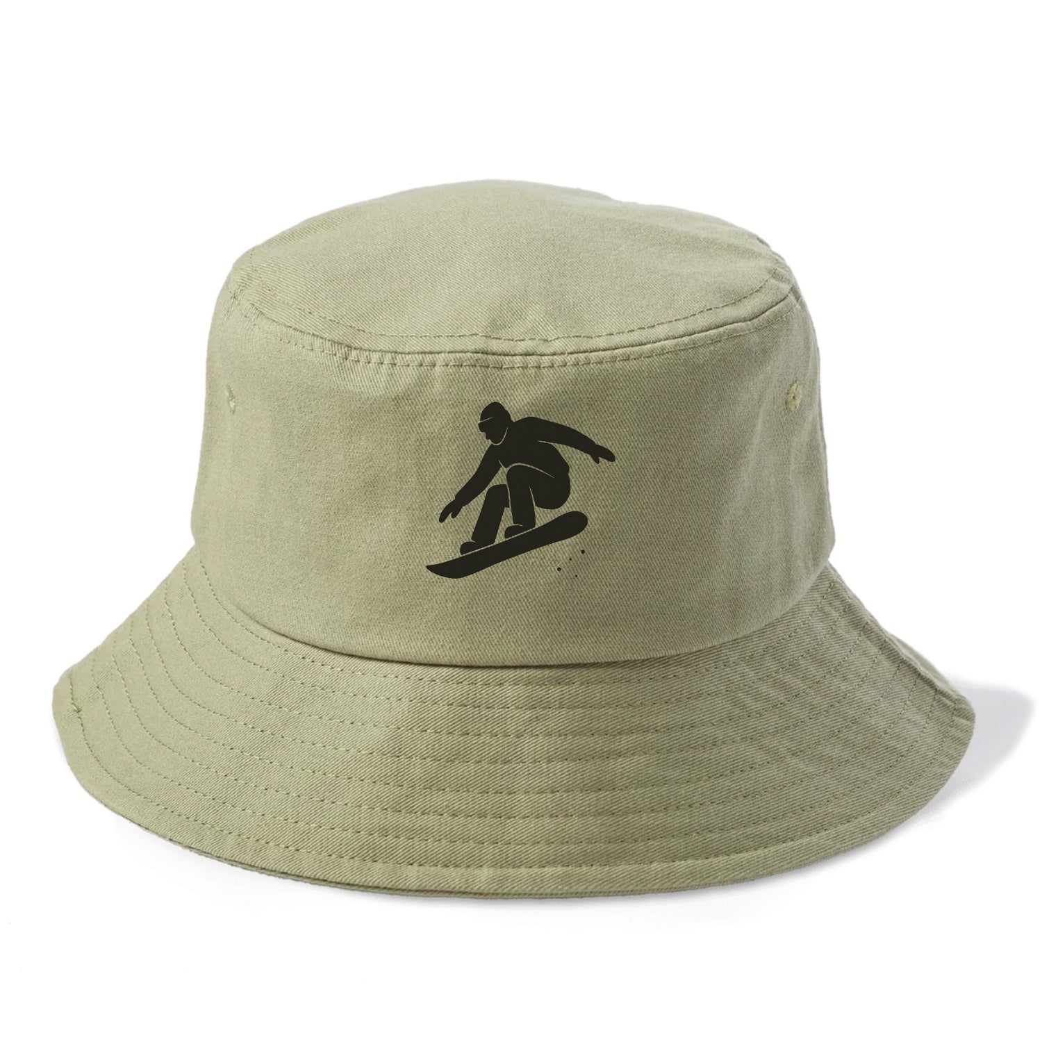 Snowboarder catching air off a jump - Bucket Hat - Army Green