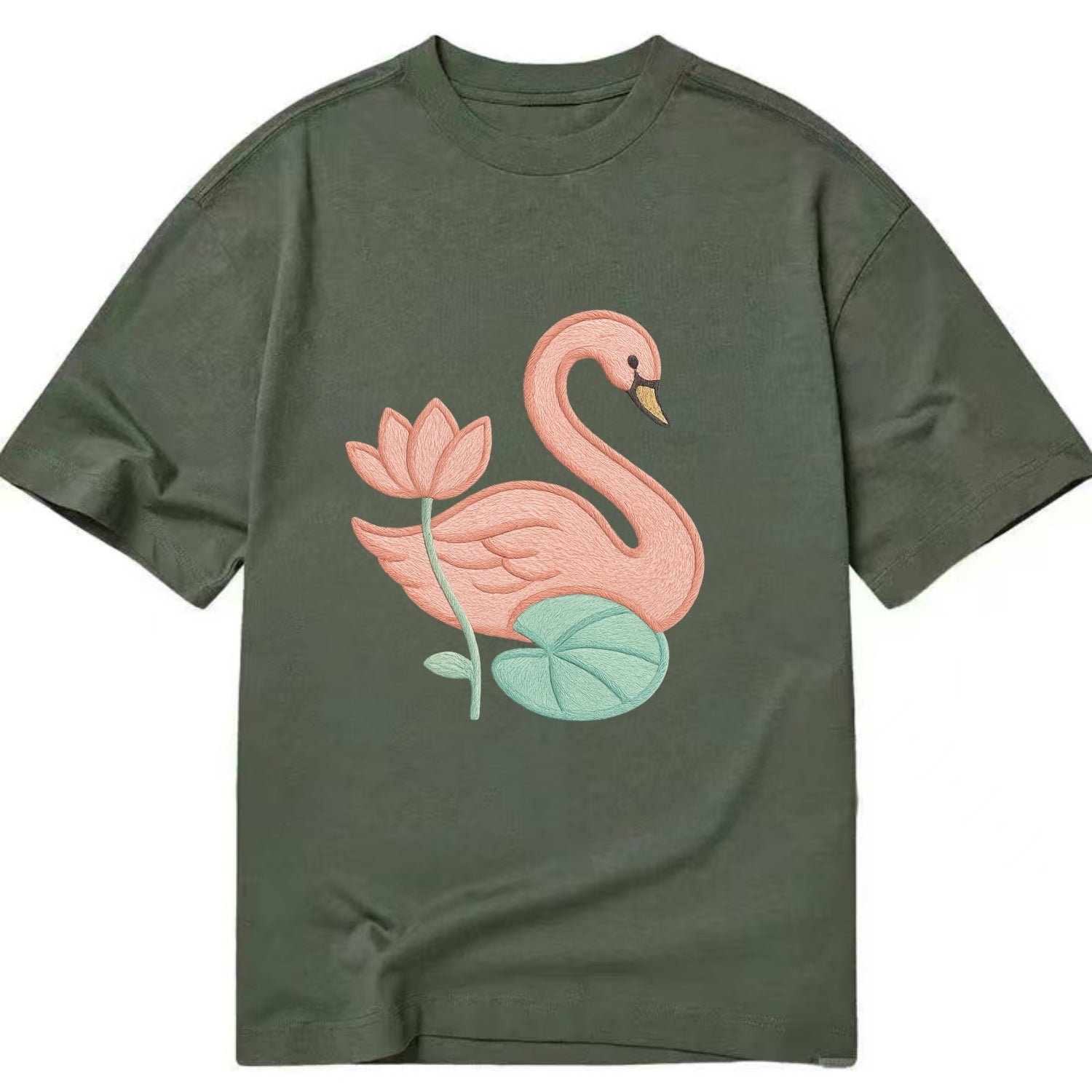 Coral Swan - Classic T-shirt - Army Green