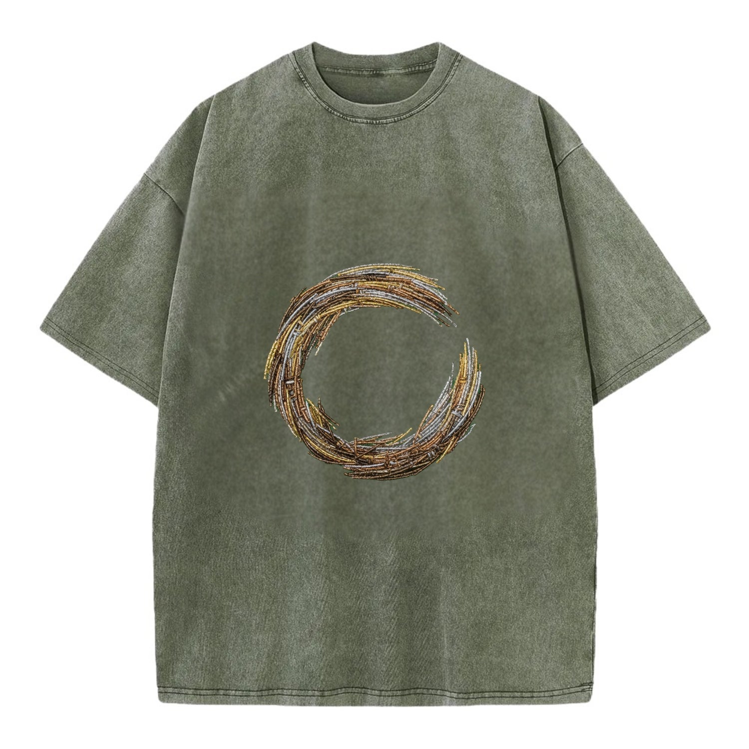 Enso Circle - Vintage T-shirt - Army Green