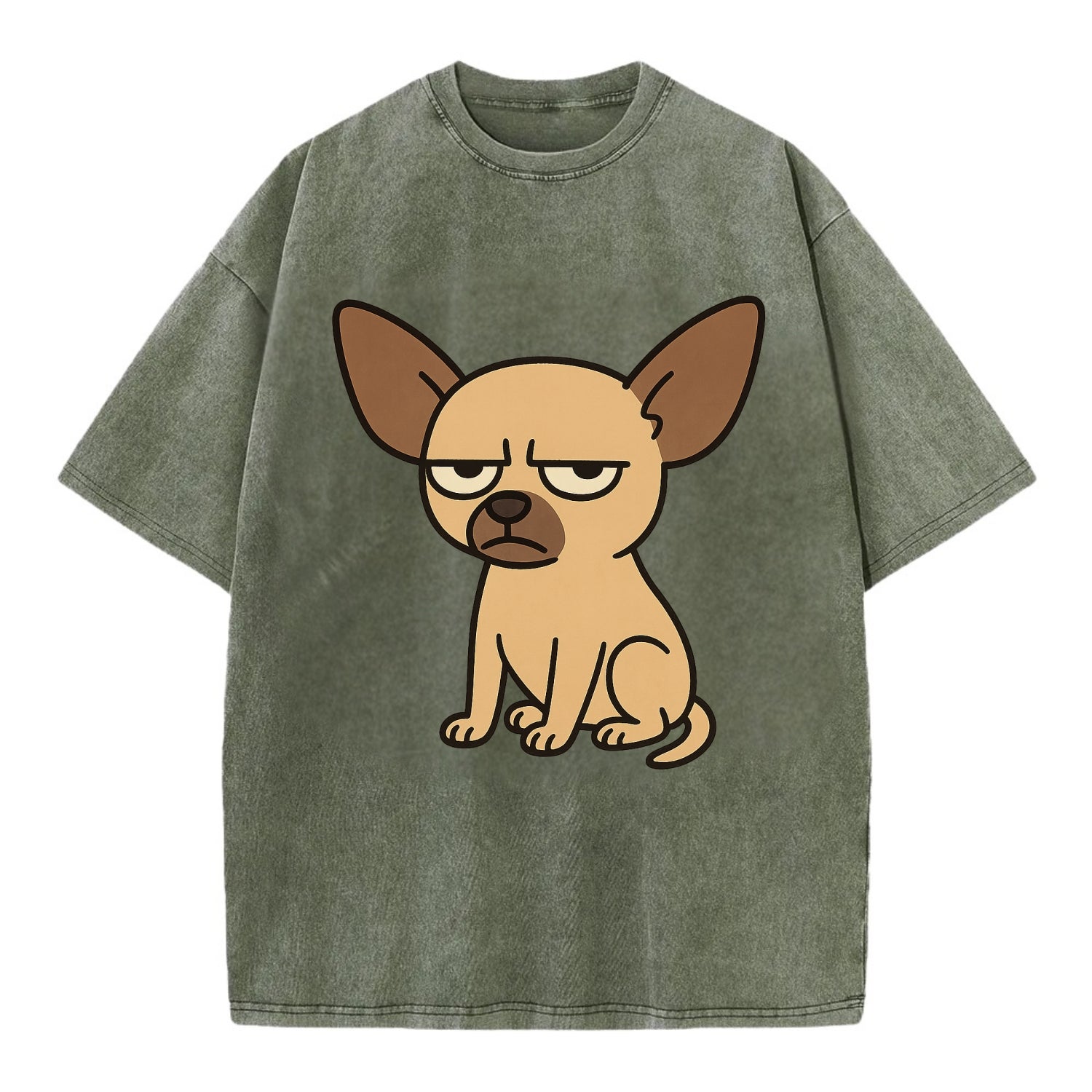 The Chihuahua Judging Silently - Vintage T-shirt - Army Green
