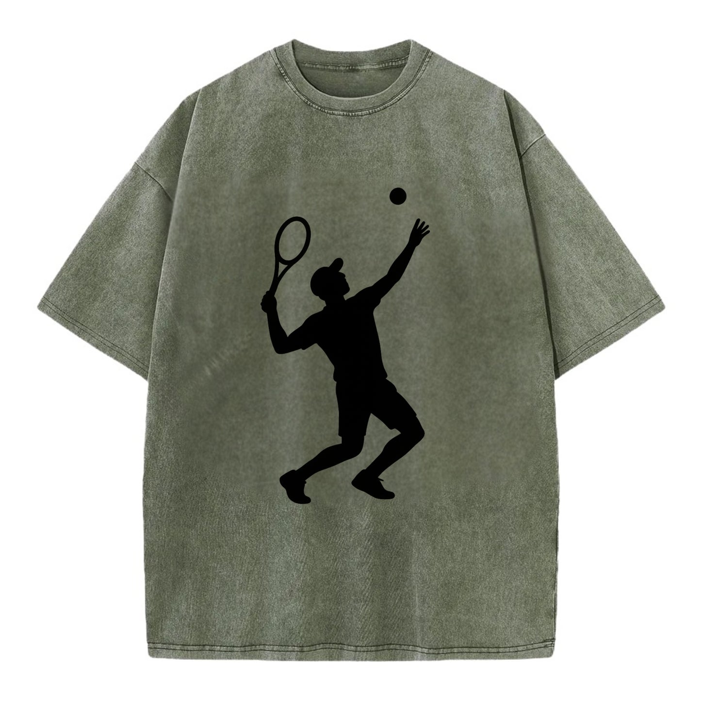Tennis player serving powerful shot - Vintage T-shirt - Army Green