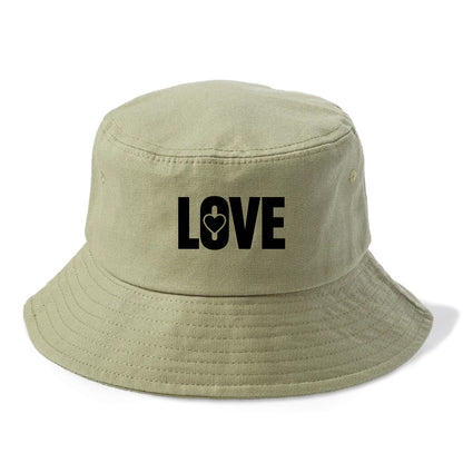 Bold typography design - "LOVE" - universal connection, heart centered - Bucket Hat - Army Green