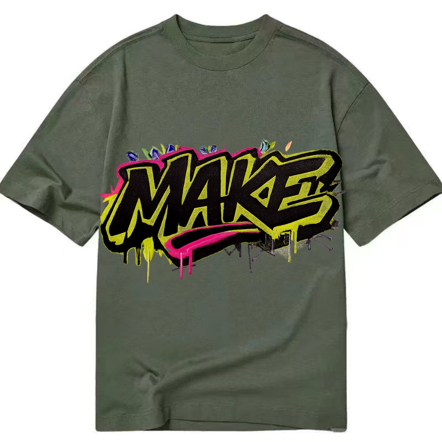 Bold typography design - "MAKE" - creating, producing, doing - Classic T-shirt - Army Green