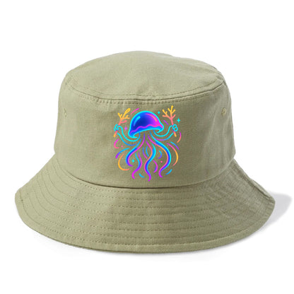 Jellyfish conducting a glow orchestra using coral batons in deep ocean concert hall - Bucket Hat - Army Green