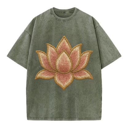 Lotus Flower - Vintage T-shirt - Army Green