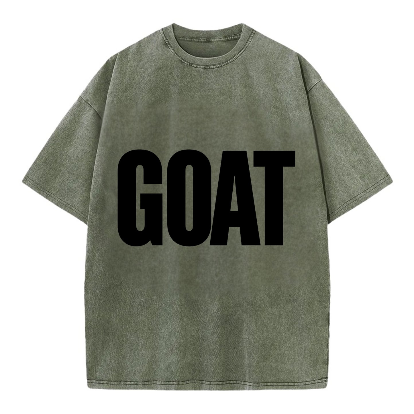 Bold typography design - "GOAT" - greatest of all time - Vintage T-shirt - Army Green