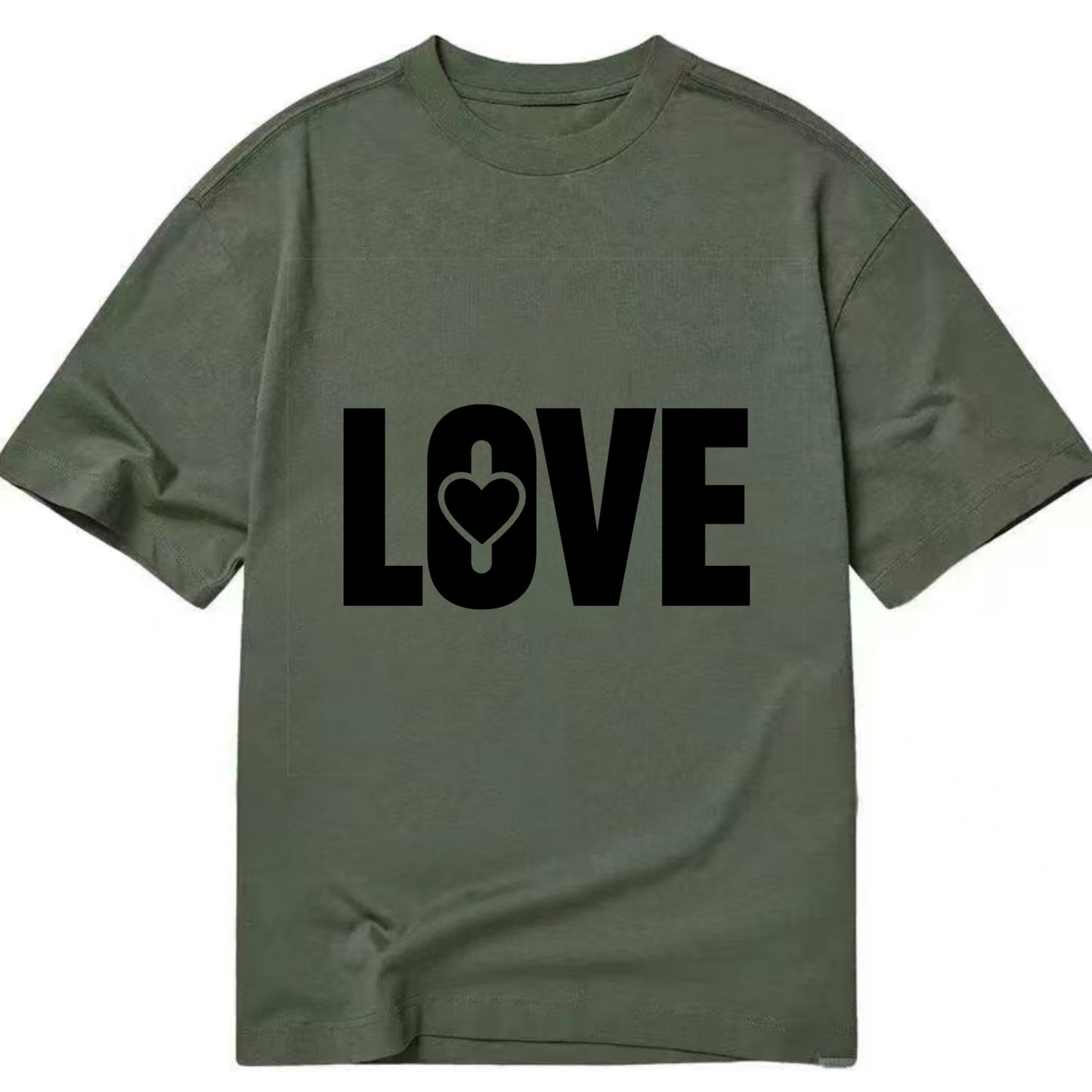 Bold typography design - "LOVE" - universal connection, heart centered - Classic T-shirt - Army Green
