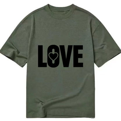 Bold typography design - "LOVE" - universal connection, heart centered - Classic T-shirt - Army Green