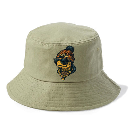 Tucson Desert Tortoise wearing Tucson beanie with pom pom and wayfarer sunglasses - Bucket Hat - Army Green