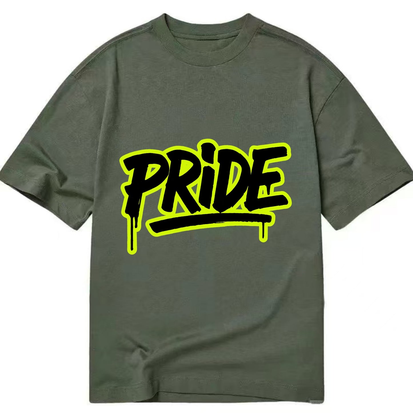 Bold typography design - "PRIDE" - dignified satisfaction, honor - Classic T-shirt - Army Green