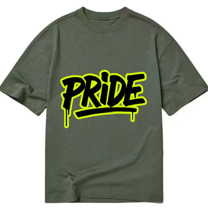Bold typography design - "PRIDE" - dignified satisfaction, honor - Classic T-shirt - Army Green